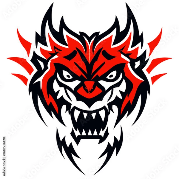 Obraz Powerful Roaring Animal Head Emblem