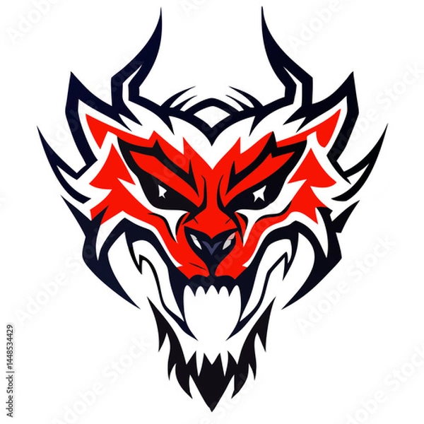 Obraz Powerful Roaring Animal Head Emblem