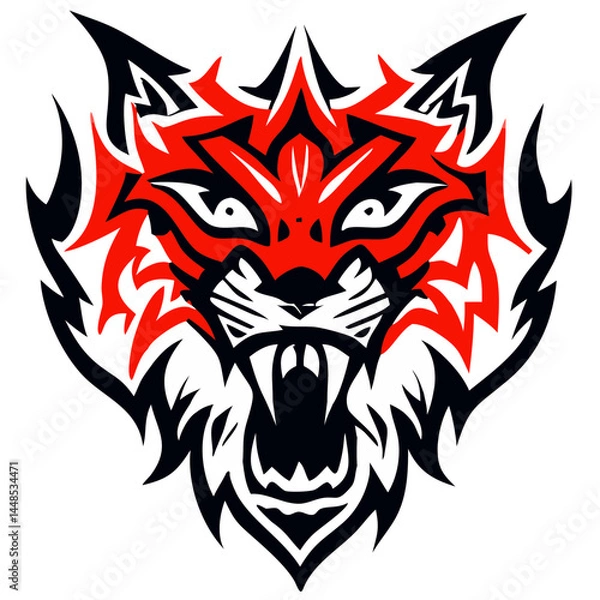 Obraz Powerful Roaring Animal Head Emblem