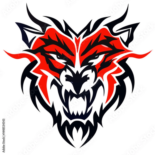 Obraz Powerful Roaring Animal Head Emblem