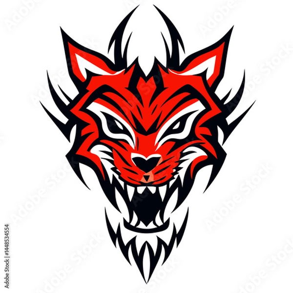 Obraz Powerful Roaring Animal Head Emblem