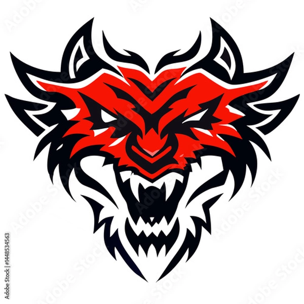 Obraz Powerful Roaring Animal Head Emblem