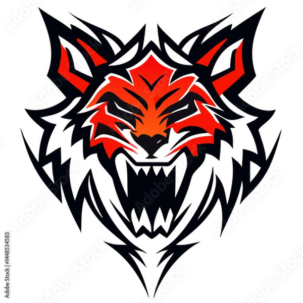 Obraz Powerful Roaring Animal Head Emblem