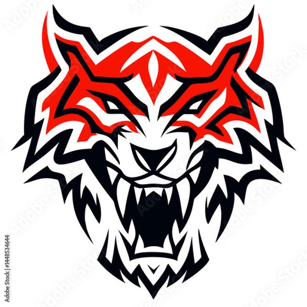 Obraz Powerful Roaring Animal Head Emblem