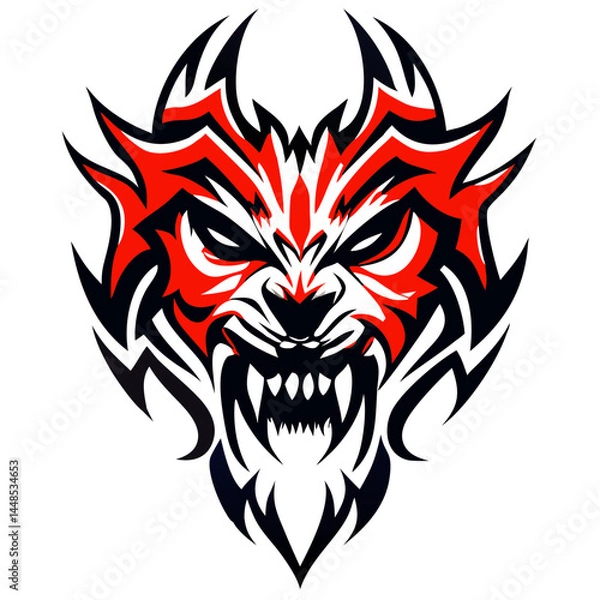 Obraz Powerful Roaring Animal Head Emblem