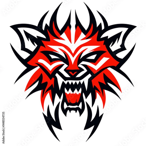 Obraz Powerful Roaring Animal Head Emblem