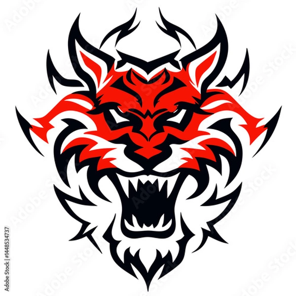 Obraz Powerful Roaring Animal Head Emblem