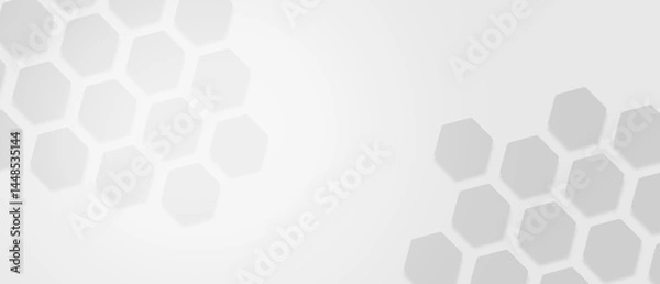Fototapeta Digital art illustrator background. Hexagon shape, white, shiny black.background ideas for your design banners