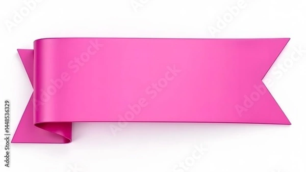 Fototapeta pink ribbon isolated on white background. 3d render image