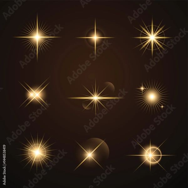 Obraz Warm yellow starlight with flare pack vector 2