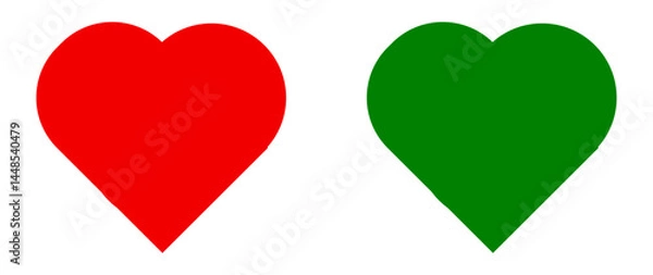 Fototapeta Green and red heart emoji isolated on white background. Emoticons symbol modern, simple, vector, printed on paper. icon for website design, mobile app, and UI. Vector Illustration