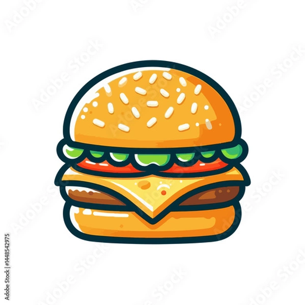 Obraz Cartoon burger Vector illustration