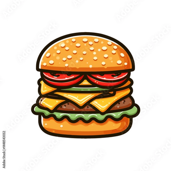 Fototapeta Cartoon burger Vector illustration