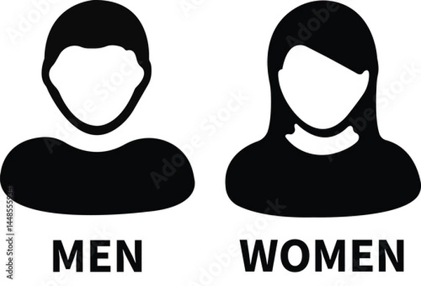 Fototapeta black and white people faces, vector illustration of a men and women icon set, men and women sign icon, men and women face vector head, avatar icon set of men and women, face icon set of men and women