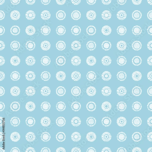Fototapeta Seamless vector geometrical pattern with circles pastel endless background with hand drawn textured geometric figures. Graphic illustration, print for wrapping, background, cover, surface