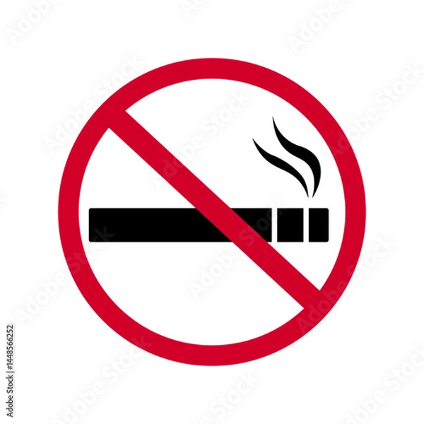 Fototapeta No smoking icon. Red prohibition sign. Do not light a fire. Vector illustration.	
