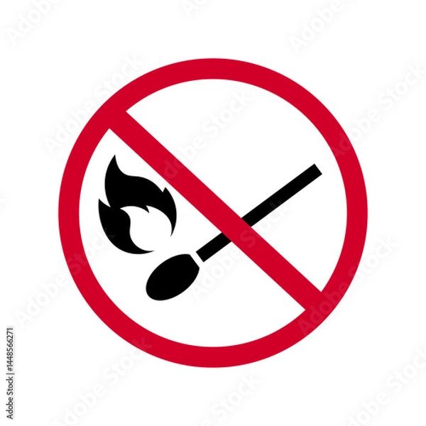 Fototapeta No smoking icon. Red prohibition sign. Do not light a fire. Vector illustration.	
