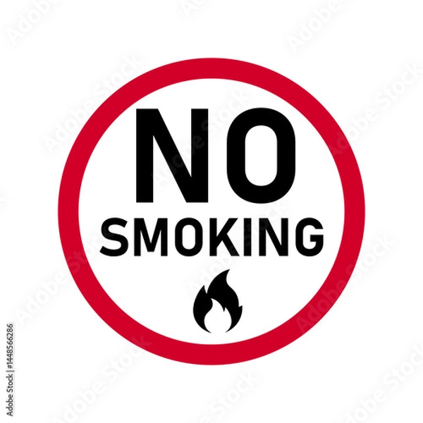 Fototapeta No smoking icon. Red prohibition sign. Do not light a fire. Vector illustration.	