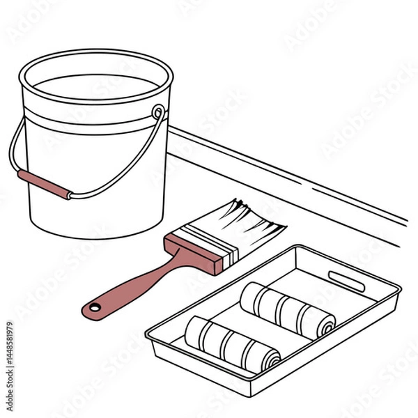 Fototapeta paint can and brush