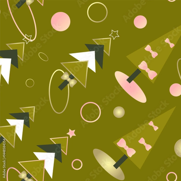 Fototapeta seamless pattern of stylishly decorated Christmas trees