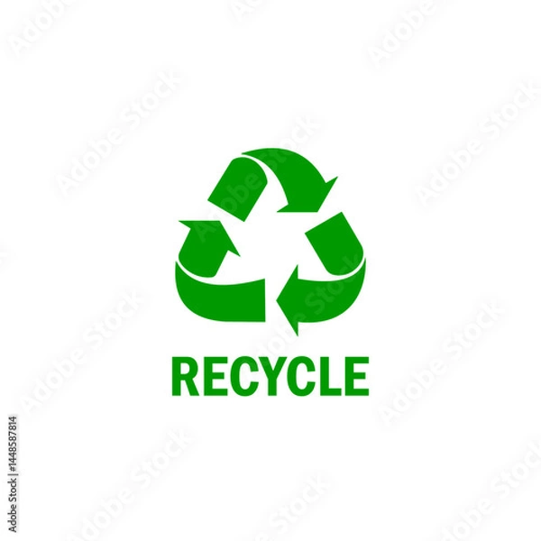 Fototapeta Recycle icon vector. Green recycling symbol with arrows, promoting sustainability and resource conservation.