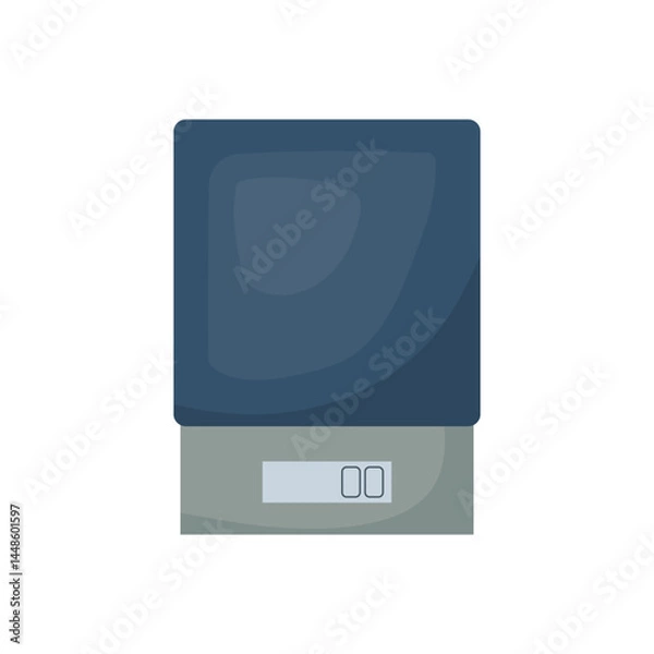Fototapeta Vector illustration of kitchen scales in flat style isolated. Minimalist design element. Ideal for healthy cooking, food preparation, diet concepts, and kitchen appliance presentations