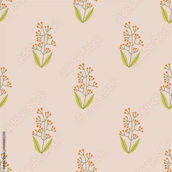 Obraz Flower seamless pattern. Floral background. Field wild flowers. Hand drawn vector illustration