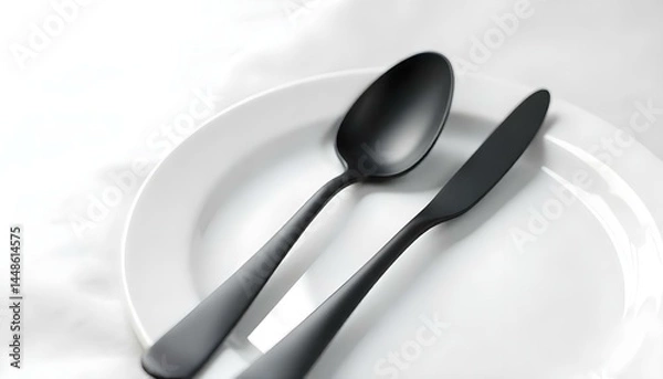 Fototapeta Fork, spoon and knife isolated on white background