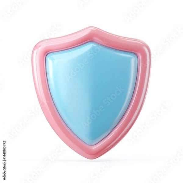 Obraz Pastel Pink and Blue 3D Shield Icon Protection Security Safety Symbol for App Design Website UI UX