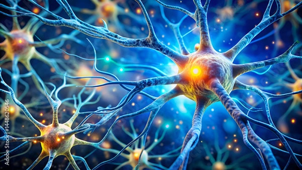 Fototapeta Neuron nervous system anatomy. 3d rendered illustration of a dna.