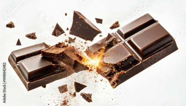 Fototapeta Dark chocolate bar exploding