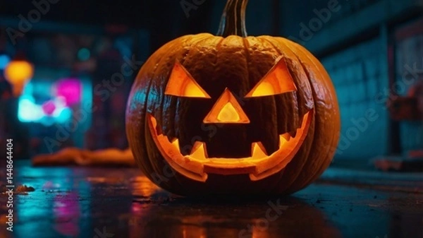 Fototapeta Neon jack-o’-lantern