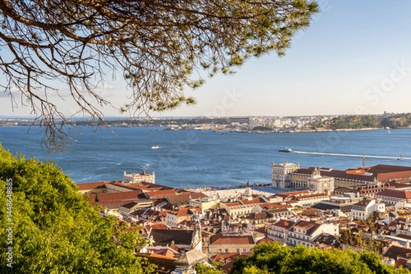 Fototapeta Scenic panoramic view of downtown Lisbon