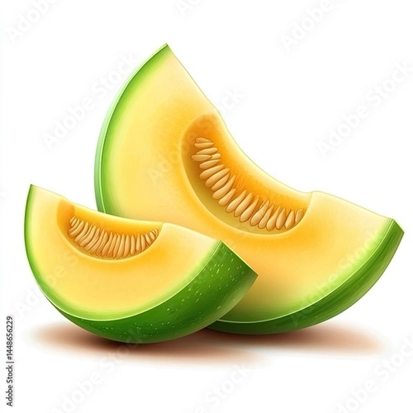 Fototapeta Juicy Honeydew Melon Slices with Summer Refreshment.