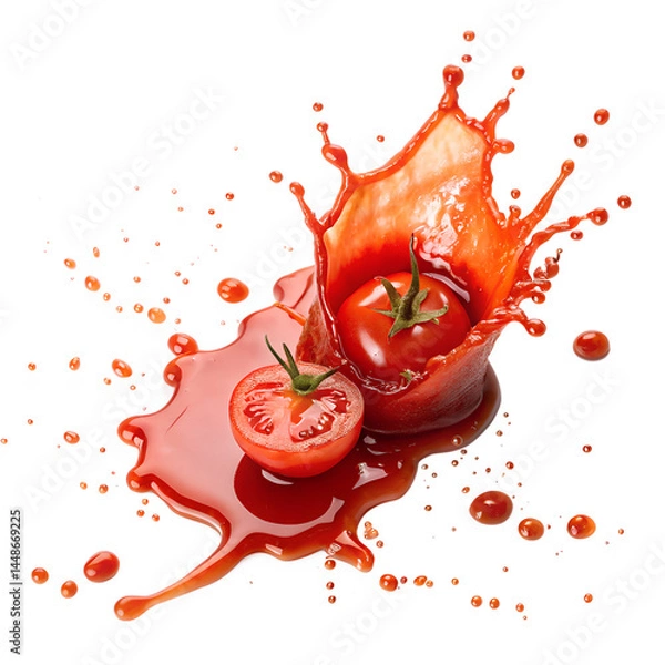 Fototapeta splash of tomato ketchup sauce on transparent background png