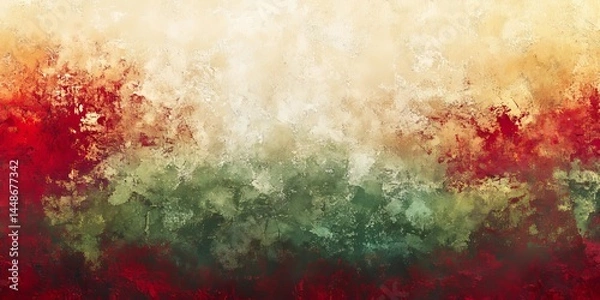 Fototapeta Abstract background featuring a gradient of warm red, orange, and green hues with a textured appearance