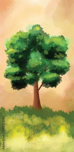 Fototapeta Can be used as illustration, background or wallpaper, Art Fantasy Forest Environment. Digital CG Artwork, Concept Illustration, Realistic Cartoon Style Scene Design, Digital fantasy misty