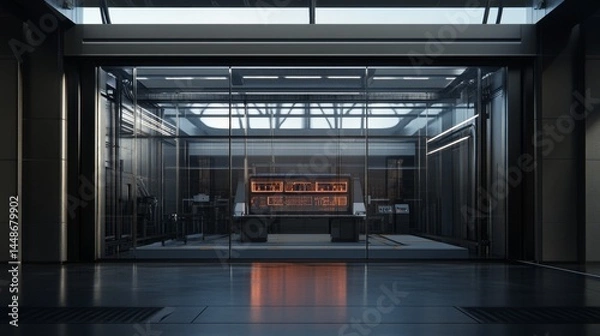 Obraz Modern Industrial Space with Glass Walls and High-Tech Equipment