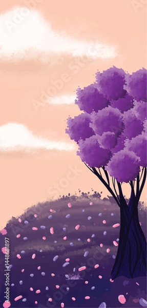 Fototapeta Can be used as illustration, background or wallpaper, Art Fantasy Forest Environment. Digital CG Artwork, Concept Illustration, Realistic Cartoon Style Scene Design, Digital fantasy misty