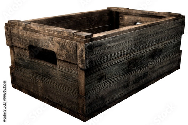 Obraz Wooden crate with rustic texture on transparent background