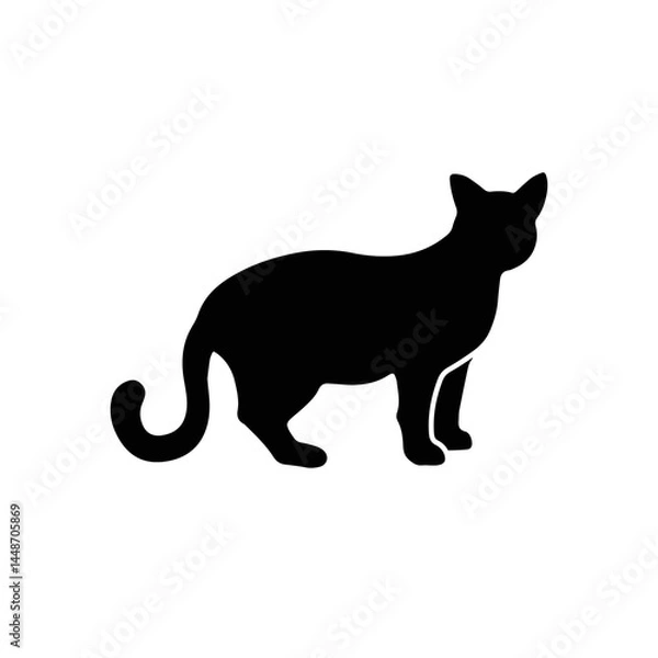 Fototapeta Black Cat Silhouette Vector, Sitting Cat Silhouette Art, Simple Cat Outline Clipart, Minimalist Black Cat Icon, Vector Cat Graphic Illustration, Pet Silhouette Black Cat, Elegant Cat Vector Design, 