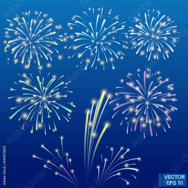 Obraz Bright festive fireworks set