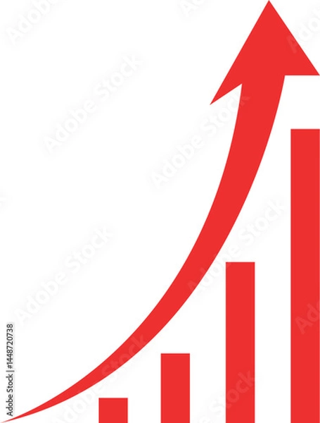 Fototapeta business graph with red arrow