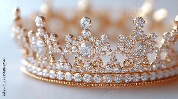 Fototapeta High Resolution Photo Of A Luxurious Golden Crown Adorned With Sparkling Diamonds
