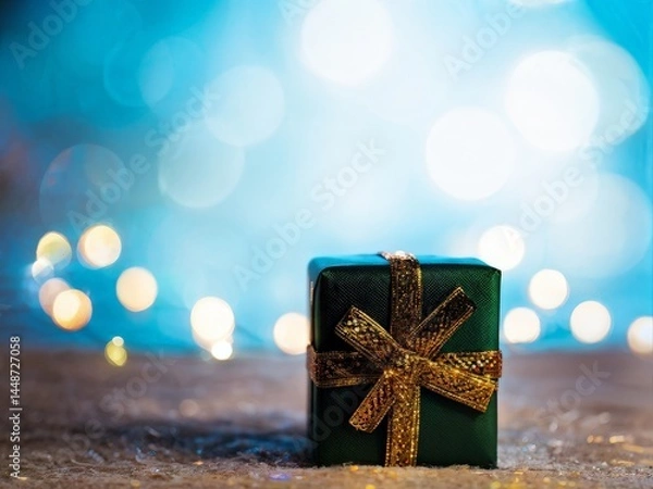 Obraz christmas background with gift box and bokeh. background.