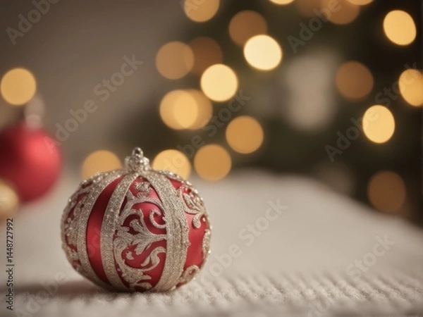 Obraz close up view of red christmas balls ball