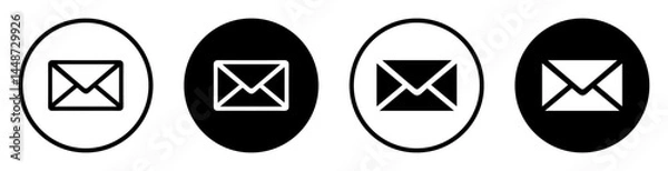 Fototapeta Email envelope icons set. Mail symbol collection with circular designs. Envelope icon linear and silhouette logotype. Ideal for web, app, contact buttons, messaging interfaces, and communication.