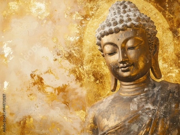 Fototapeta Golden buddha statue image