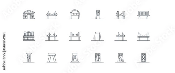 Fototapeta icon sheet, simple shapes, Bridge icons
