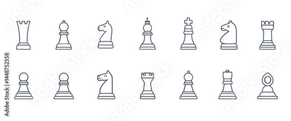 Obraz icon sheet, simple shapes, Chess icons